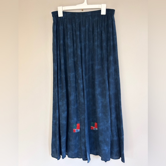 VINTAGE 90S NINO WONG Patchwork Midi Skirt Lagenlook Art To Wear Boho Cottage 1X - Picture 3 of 11